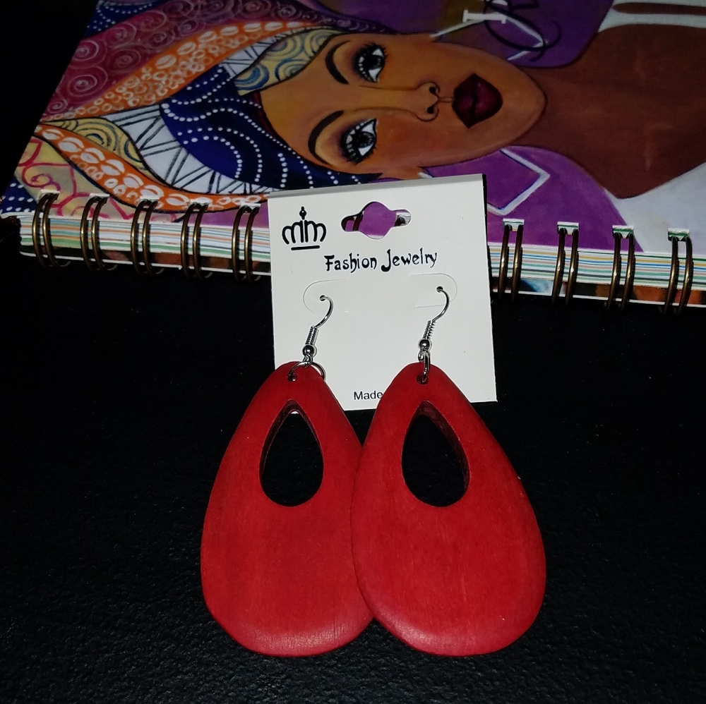 Red Wooden Earrings